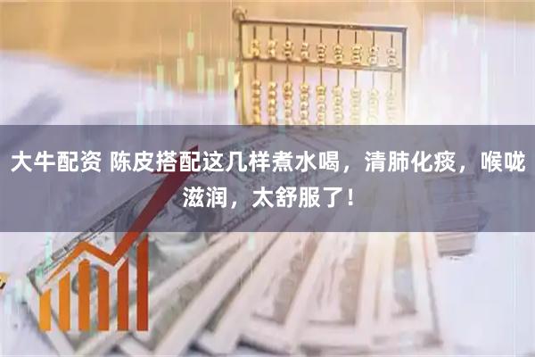 大牛配资 陈皮搭配这几样煮水喝，清肺化痰，喉咙滋润，太舒服了！